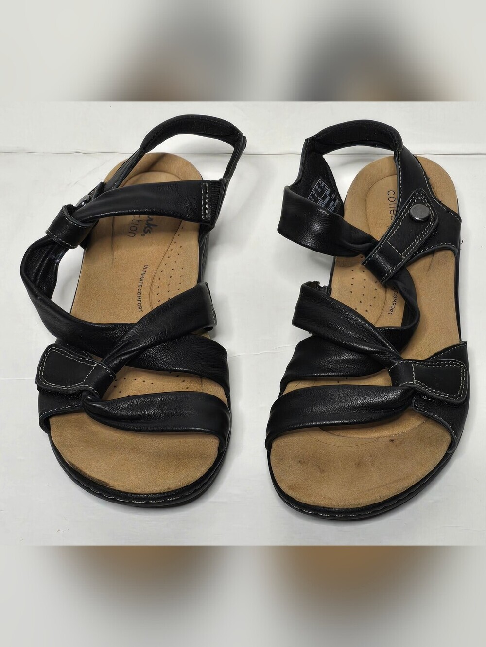 Clarks Collection Women's Slingback Sandals Black Leather US Sz 8